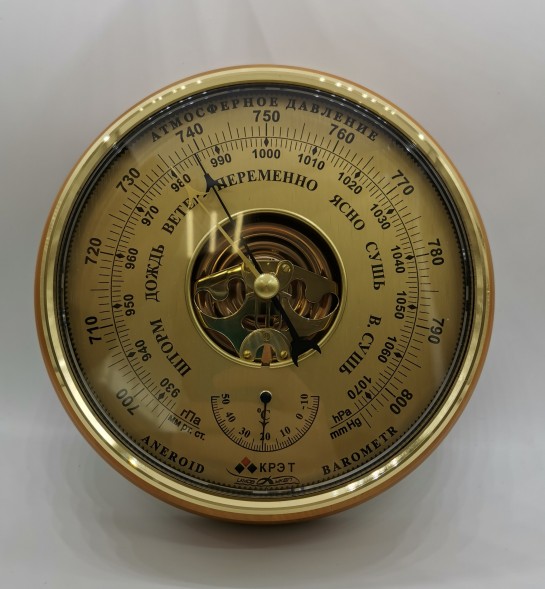  Барометр (+термометр) БТК-СН-8 шкала-открытая золотистый