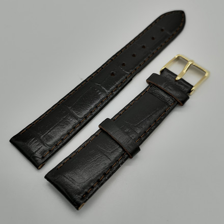 Часы Ремешок 18 мм коричневый рептилия (зол)