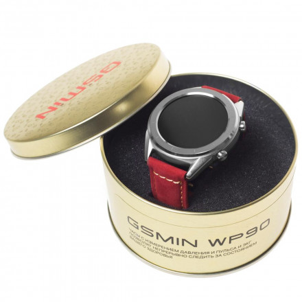 Водонепроницаемые часы GSMIN WP90 Suede с датчиками давления, пульса и ЭКГ (красный)