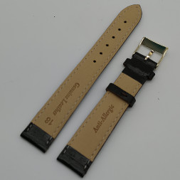 Ремешок кожаный коричневый удлиненный рептилия 18 мм Level (зол)
