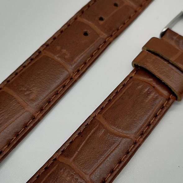 Ремешок кожаный коричневый рептилия 18 мм Level (сер)