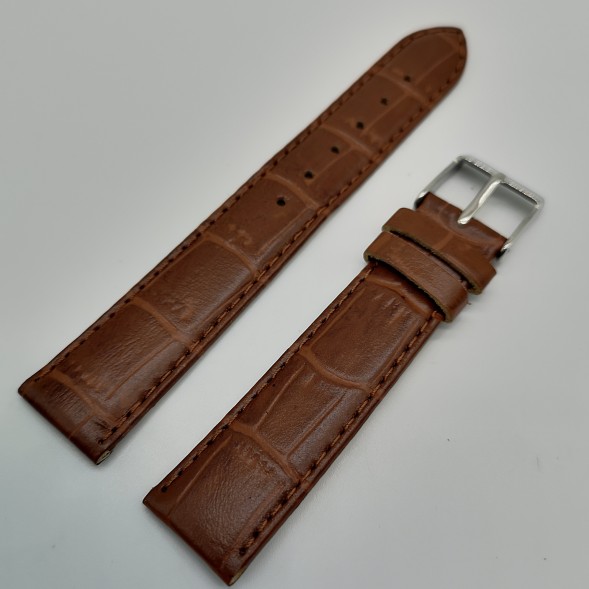 Ремешок кожаный коричневый рептилия 18 мм Level (сер)