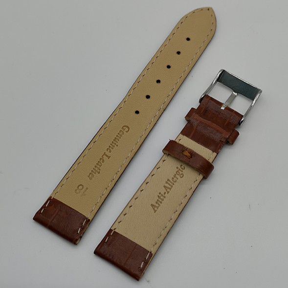 Ремешок кожаный коричневый рептилия 18 мм Level (сер)