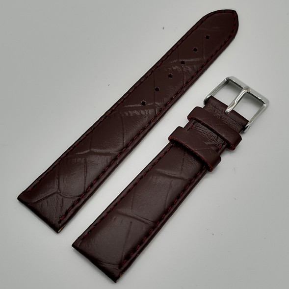 Ремешок кожаный коричневый рептилия 18 мм Level (сер)