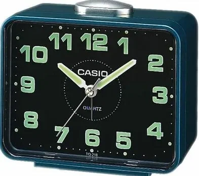 Часы Будильник Casio TQ-218-2E, настольный, кварцевый механизм, темно-синий, черный